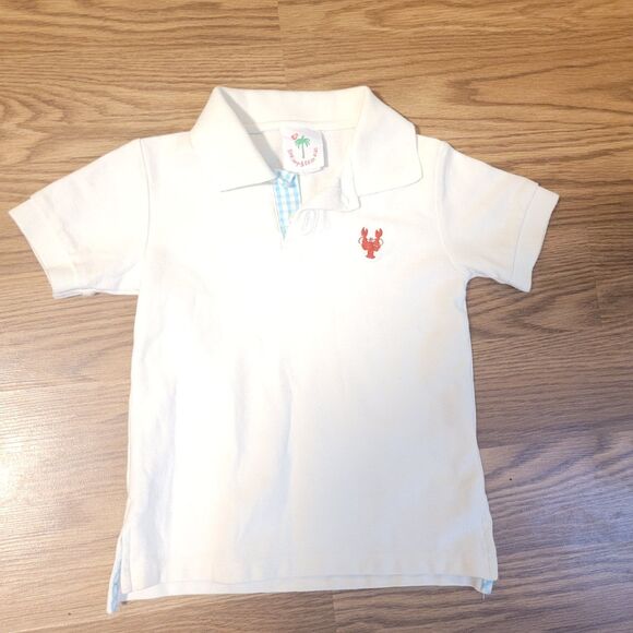 White Kids Polo Shirt with Crawfish Logo - Picture 1 of 6